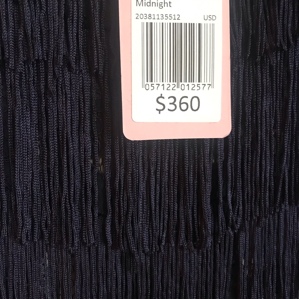 From Bloomingdale’s  navy long evening gown with all fringes and fully lined - Picture 8 of 17